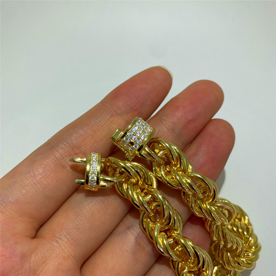 11mm Latest Version Hand Moissanite Hip Hop Chains Round Inlaid Gold Rope Chain