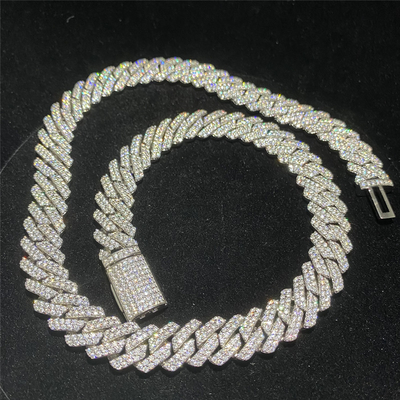 925 Sterling Silver Vvs Moissanite Cuban Chain Bracelet 14mm Miami Cuban Link Chain