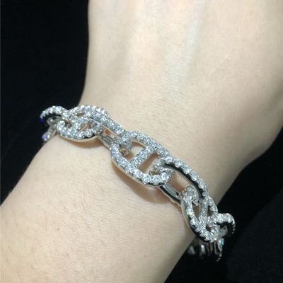 Bracelet Women Moissanite Cuban Chain