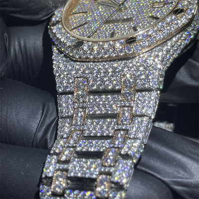 Custom Luxury Moissanite Iced Out Watch VVS Stainless Steel Diamond Watch