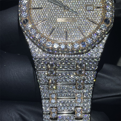Custom Luxury Moissanite Iced Out Watch VVS Stainless Steel Diamond Watch