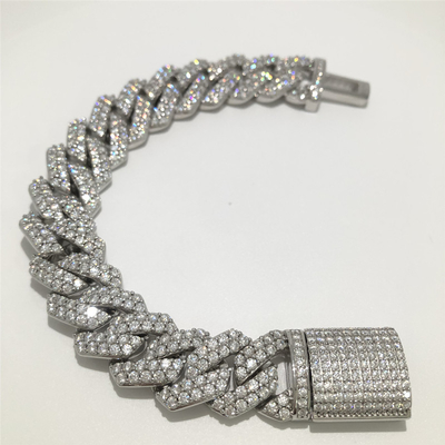 Miami Moissanite Cuban Chain Luxury Rapper Vvs Moissanite Cuban Link Bracelet