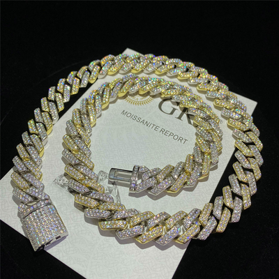 Bling Collana Moissanite Iced Out Chain 18k Cuban Link Chain Necklace For Men