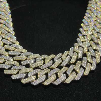 Bling Collana Moissanite Iced Out Chain 18k Cuban Link Chain Necklace For Men