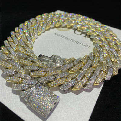 925 Sterling Silver Moissanite Cuban Link Pendant Moissanite Link Gold Gold