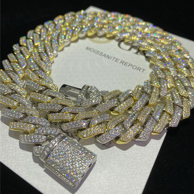 Bling Collana Moissanite Iced Out Chain 18k Cuban Link Chain Necklace For Men