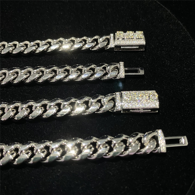 Custom Name Moissanite Cuban Link Bracelet S925 Sterling Silver Vvs Diamond Necklace