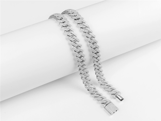 Two Tone 20 Inch Moissanite Hip Hop Chains Two Tone 14mm Cuban Link Chain