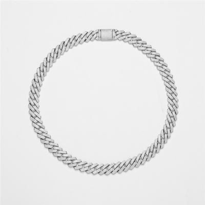 Two Tone 20 Inch Moissanite Hip Hop Chains Two Tone 14mm Cuban Link Chain