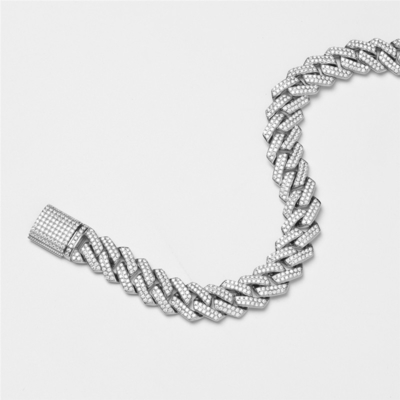 Two Tone 20 Inch Moissanite Hip Hop Chains Two Tone 14mm Cuban Link Chain