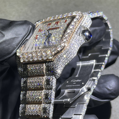 Round Brilliant Cut Moissanite Watch Bust Down Watch Mens Iced Out