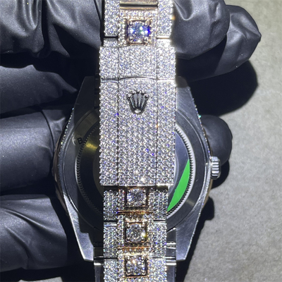 VVS 18k Gold Diamond Watch Round Brilliant Cut Rapper Diamond Watch