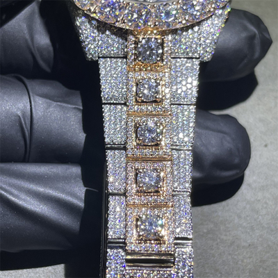 VVS 18k Gold Diamond Watch Round Brilliant Cut Rapper Diamond Watch