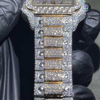 Round Brilliant Cut Moissanite Watch Bust Down Watch Mens Iced Out