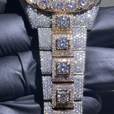 30 Carats Moissanite Bust Down Watch Lab Diamond Watch Mechanical Lab Diamond