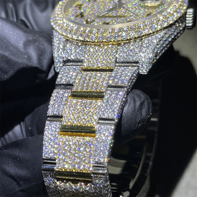 Round Cut Moissanite Watch Rolex Fine Jewelry Hip Hop Diamond Watch For Men