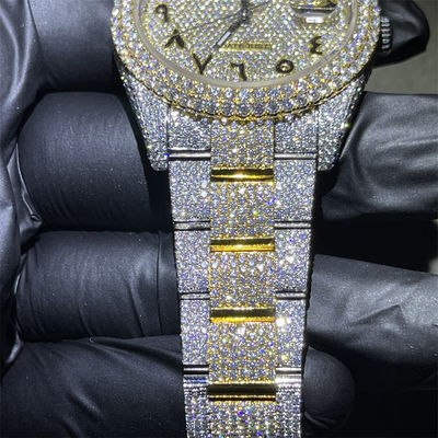 Round Cut Moissanite Watch  Fine Jewelry Hip Hop Diamond Watch For Men