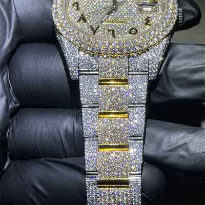 Round Cut Moissanite Watch Rolex Fine Jewelry Hip Hop Diamond Watch For Men