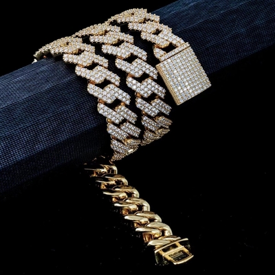 14mm Moissanite Diamond Cuban Link Hip Hop Vvs Moissanite Cuban Link Jewelry