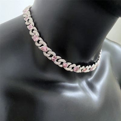 Custom 925 Silver Moissanite Cuban Link Chain Jewelry Hip Hop Diamond