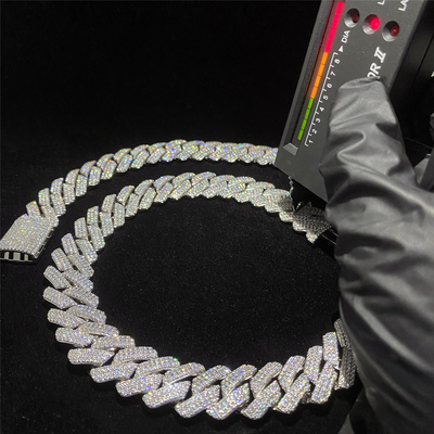Miami Iced Out Moissanite Mens Cuban Link Chain Rappers 925 Sterling Silver Iced Out