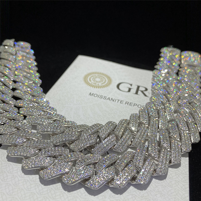 Miami Iced Out Moissanite Mens Cuban Link Chain Rappers 925 Sterling Silver Iced Out
