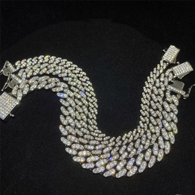Custom Moissanite Cuban Link Chain Bracelet Jewelry Sterling Silver Hip Hop For Women