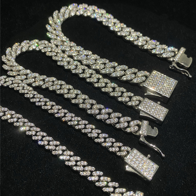 Custom Moissanite Cuban Link Chain Bracelet Jewelry Sterling Silver Hip Hop For Women