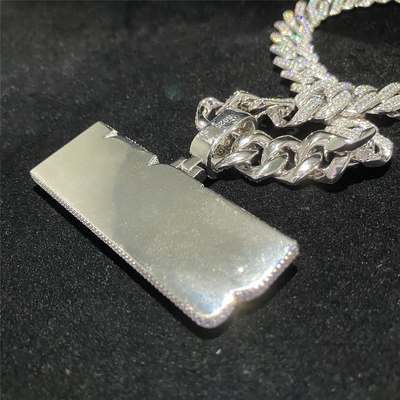925 silver  iced out cuban link chain Custom logo pendant hiphop jewelry for Rap star