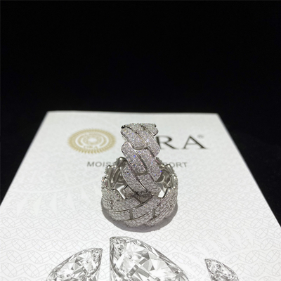 925 Silver Miami Cuban Link Chain Iced Out Moissanite Mens Diamond Ring For Fine Jewelry