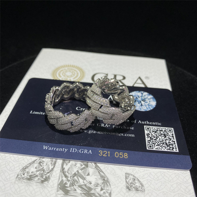 925 Silver Miami Cuban Link Chain Iced Out Moissanite Mens Diamond Ring For Fine Jewelry