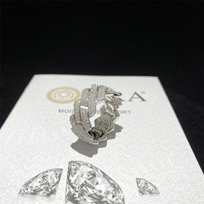 925 Sterling Silver Moissanite Man Rings Miami Cuban Link Silver Diamond Jewelry