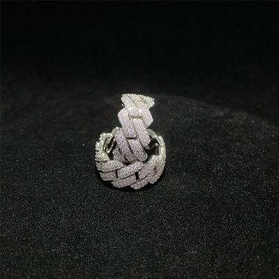 925 Sterling Silver Moissanite Ring Cuban Link Jewelry Hip Hop Chain