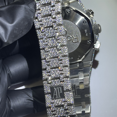 Custom VVS Lab Moissanite Diamond Watch Iced Out Hand Setting Bezel
