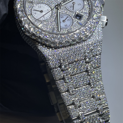 Custom VVS Lab Moissanite Diamond Watch Iced Out Hand Setting Bezel