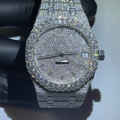 Bust Down VVS Moissanite Diamond Iced Out Luxury Watch Swiss Clone Automatic Movement Wrist