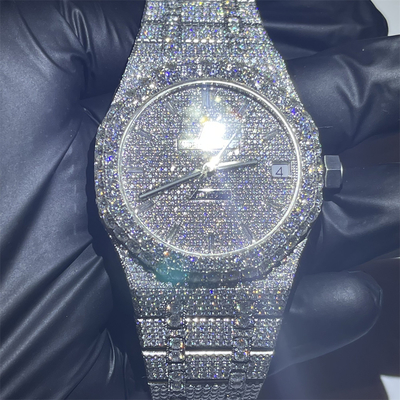 Bust Down VVS Moissanite Diamond Iced Out Luxury Watch Swiss Clone Automatic Movement Wrist