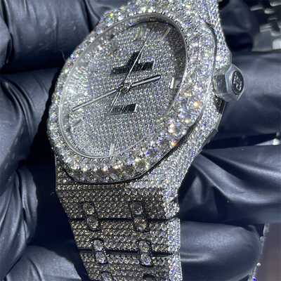 Bust Down VVS Moissanite Diamond Iced Out Luxury Watch Swiss Clone Automatic Movement Wrist