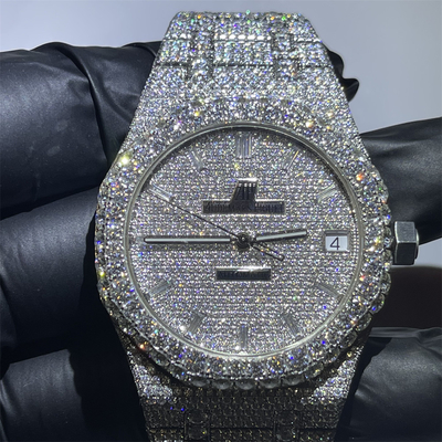 Bust Down VVS Moissanite Diamond Iced Out Luxury Watch Swiss Clone Automatic Movement Wrist