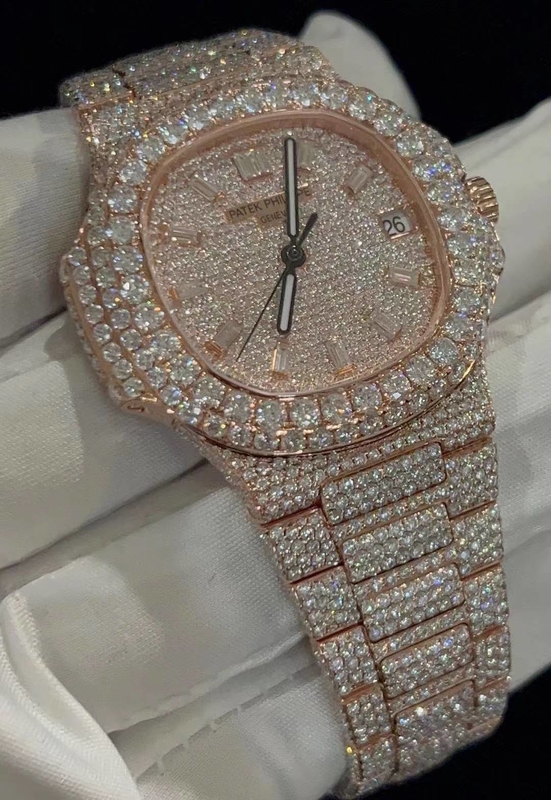 Steel Body Full Iced Out Moissanite Diamond Watch Wrist Watch Handmade