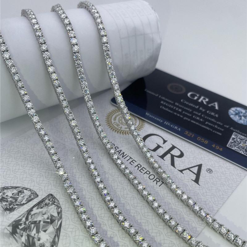 2mm Moissanite Tennis Necklace Round Cut  6mm Diamond Tennis Chain