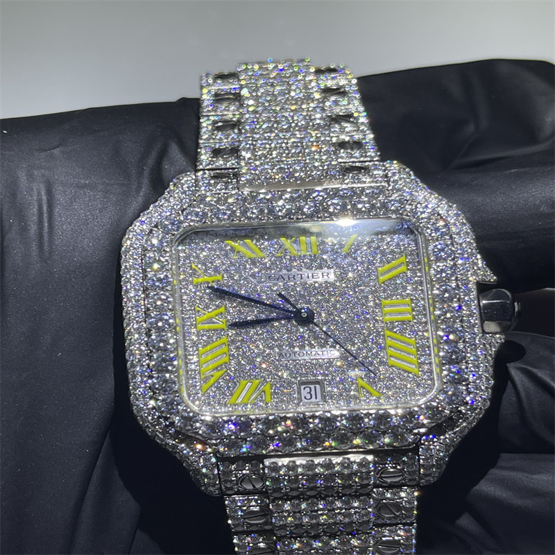 Conflict Free Lab Diamond Watch VVS Iced Out Moissanite Watch Bezel
