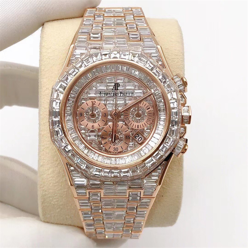 Handmade Moissanite AP Watch Jewelry Inlay Iced Out Moissanite Stainless Steel