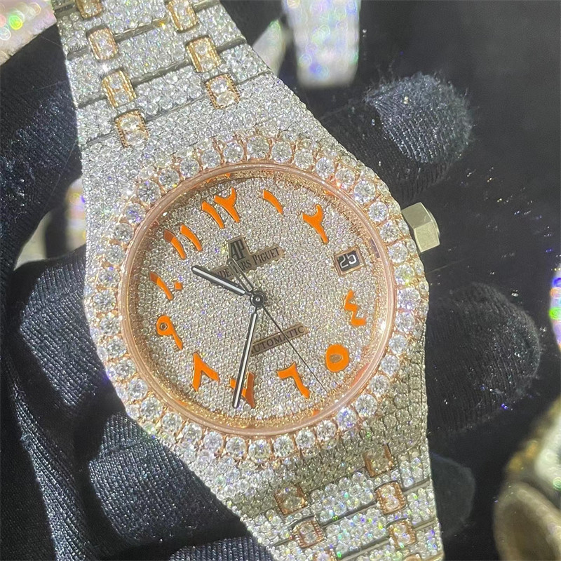 VVS1 Moissanite Rolex Watches Piguet 41 Mm Iced Out Ap Watch For Unisex