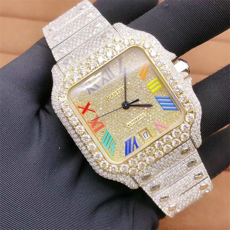 41mm Tester Moissanite Watch Tester D Color  Santos On Wrist