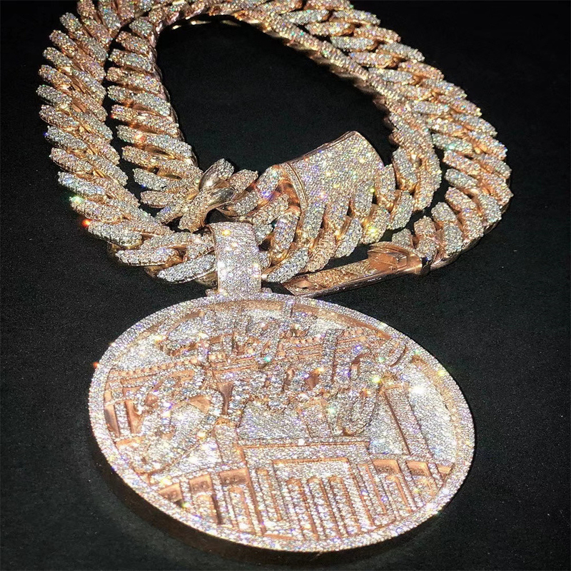 Icy Letter  Miami Cuban Link Chain Charm Pendant Custom Name Cuban Link Chain