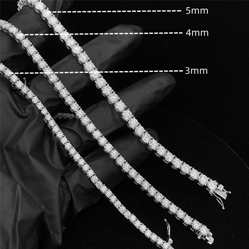 5MM Moissanite Tennis Chain 6.5MM Lab Diamond Tennis Chain 925 Sterling Silver