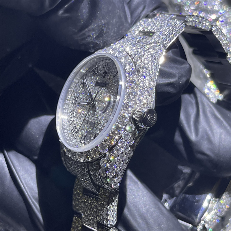 31mm White Loose Moissanite Diamond Watch Gem Stone Moissanite Watch Rolex For Men