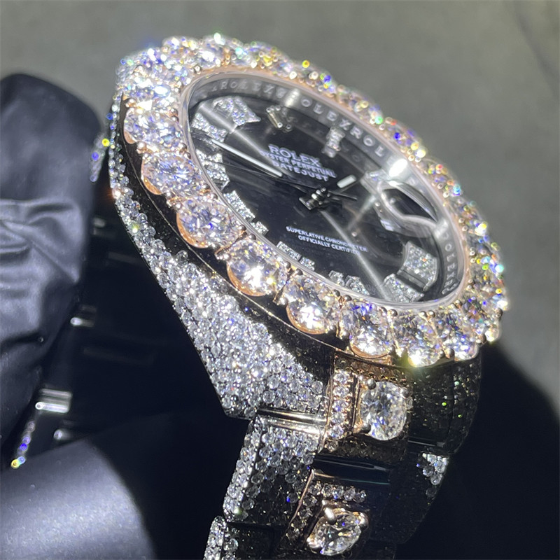 30 Carats Moissanite Bust Down Watch Lab Diamond Watch Mechanical Lab Diamond
