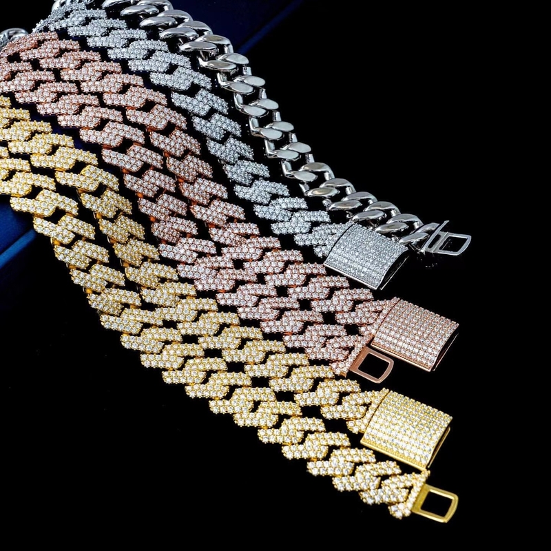 14mm Moissanite Diamond Cuban Link Hip Hop Vvs Moissanite Cuban Link Jewelry